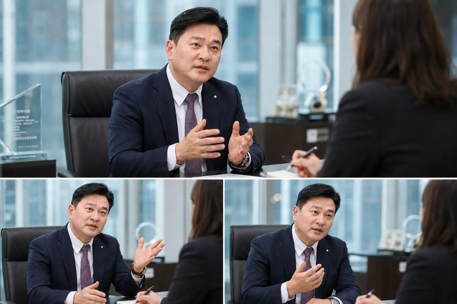 씨유레저 채수용 대표 인터뷰 현장. 회원권 분양 시장과 더시에나 리조트 성공 사례를 설명하고 있는 채수용 (주)씨유레저 대표